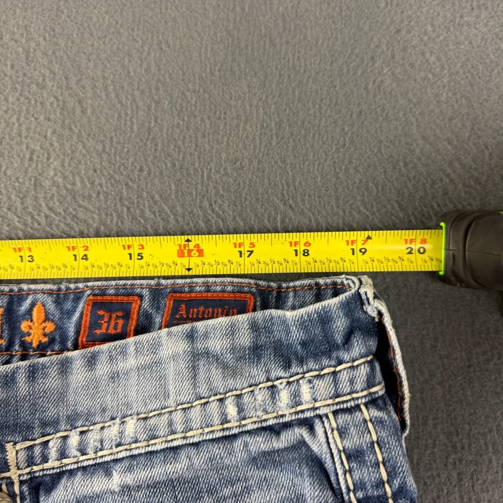 Rock Revival Antonio Jeans Men's 36 (Fits 38x36) Blue Bootcut Thick Stitch Y2K